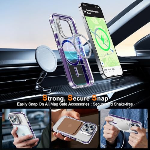 Image of MINTZZ ️ for iPhone 14 Pro Case, Compatible with MagSafe, Military-Grade Protection, Yellowing Resistant, Scratch-Resistant TPU Back, Magnetic Phone Case for iPhone 14 Pro Clear Purple
