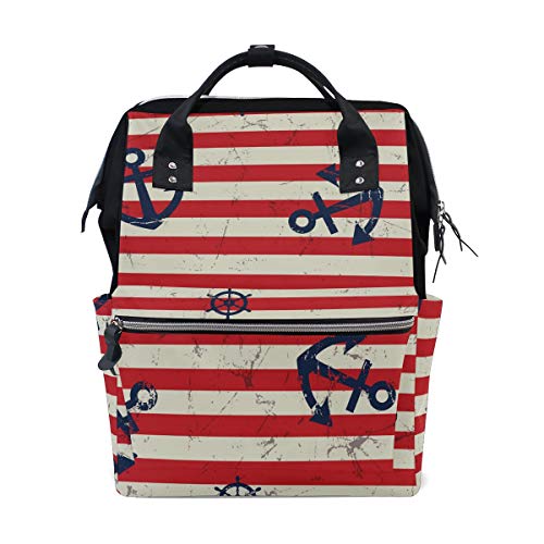 Anchor - Mochila con bandera roja, gran capacidad, bolsa de viaje multifunción para mujeres