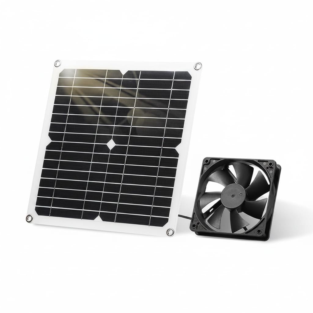 Ventilation Fans, Solar Fan, 15w Solar Powered Exhaust Fan, High-Efficiency Monocrystalline Panel for Pet Houses, Sheds, Greenhouses - 10 Inch, Black