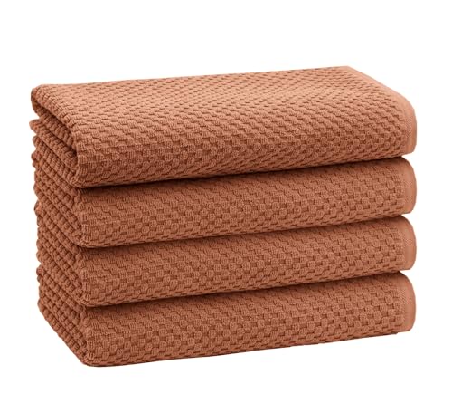 COTTON CRAFT Waffle Bath Towel - Set of 4 Luxurious Euro Spa Waffle Weave Towels - 100% Ringspun Cotton - Super Absorbent Quick Dry Bath Shower Towels - Oversized 30 inches x 56 inches - Mocha