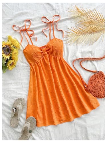 Image of SOLY HUX Women's Summer Cami Sun Dress A Line Tie Shoulder Y2k Cute Casual Short Mini Beach Babydoll Dresses