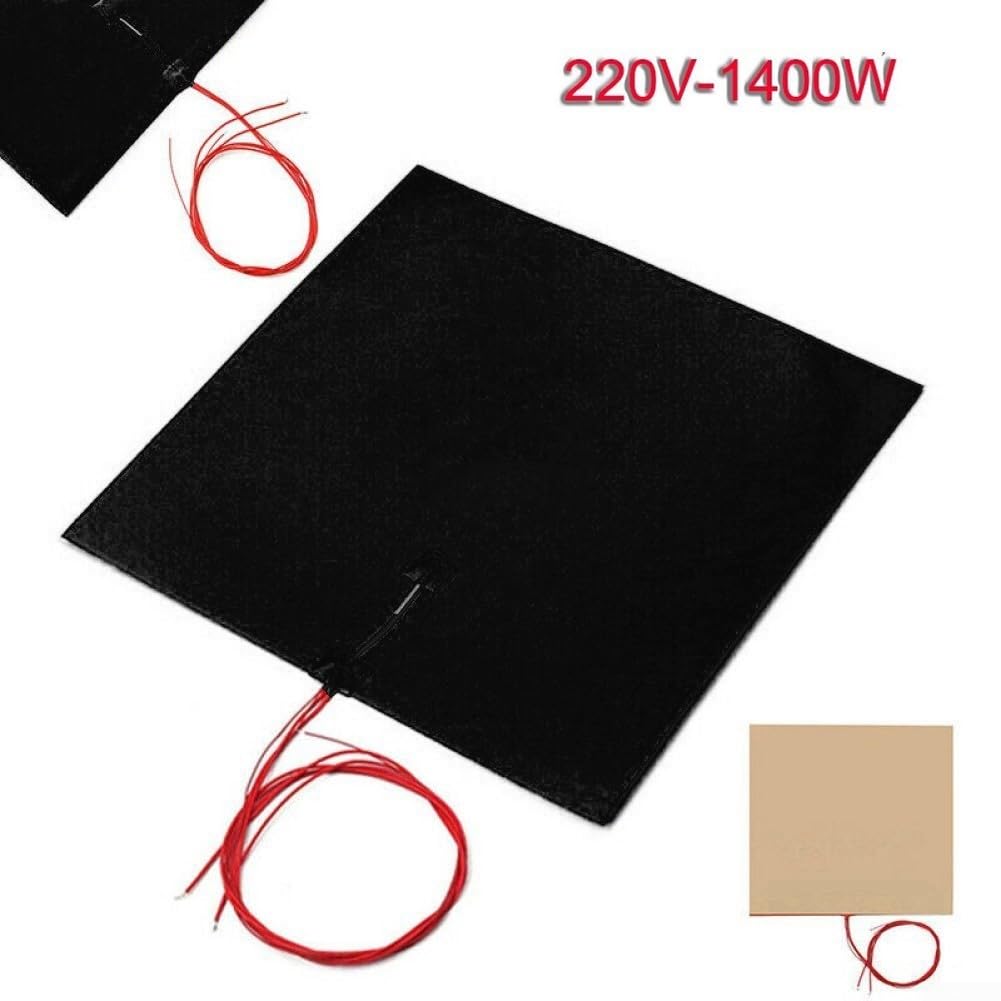 Almohadilla de calefacción de silicona 500 mm x 500 mm 1400 220 voltios para 3D para impresora uso en cama caliente compatible con 3 Pro CR-10 MK3S (naranja)