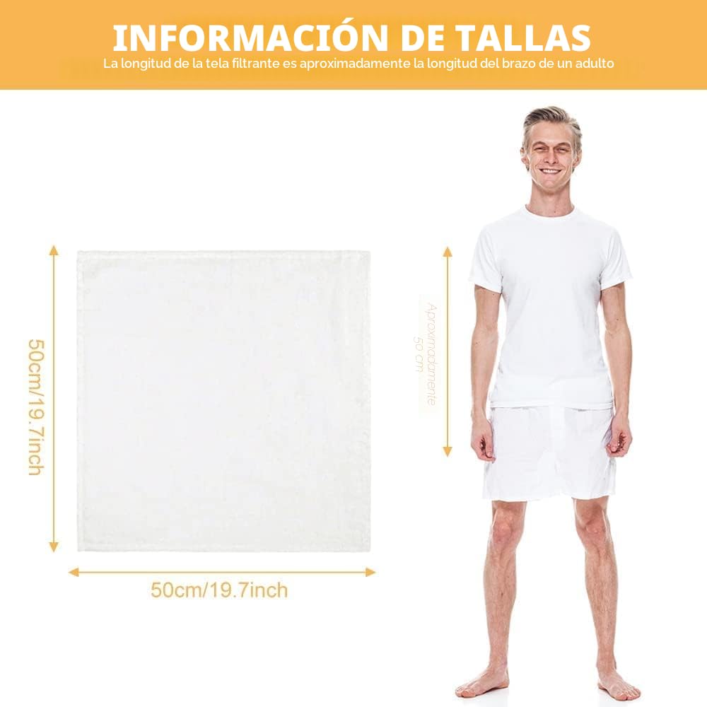REFORUNG 5 pcs Tela Filtrante Reutilizable Paño para Hacer Queso 50 * 50cm Colador Algodon Manta para Colar, Gasa para Leche de Nuez, Yogurt, Vino, Café Frio y Té