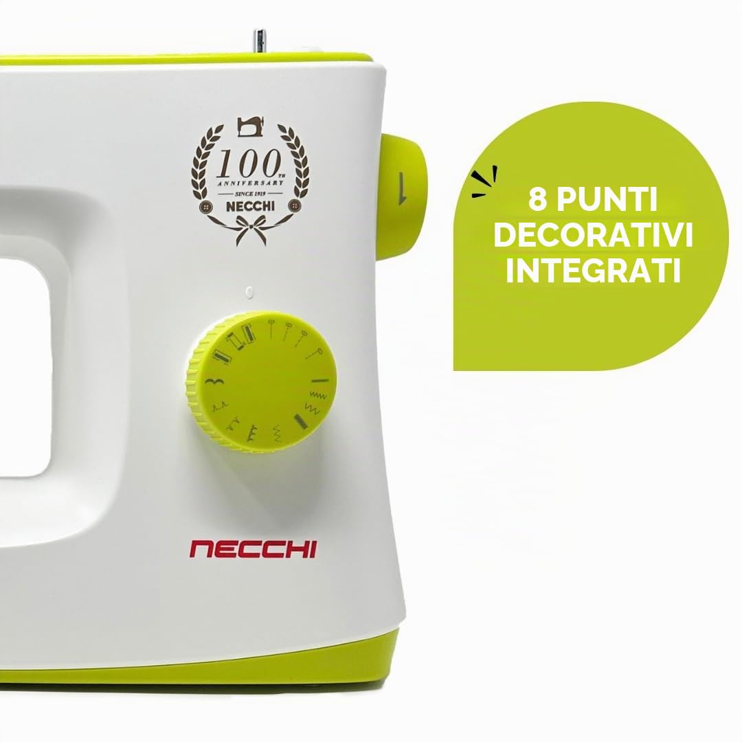 NECCHI K408A - Macchina da cucire design italiano, facile da usare e leggera, ideale per principianti