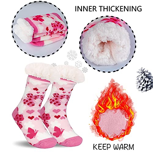 Image of 3 Pairs Fuzzy Slipper Socks for Women Men, Winter Warm Soft Fleece Lined Non Skid