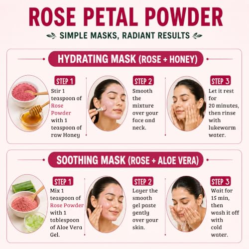 Image of Rose Petal Powder - 250g | Antioxidant Support To Revitalize Skin Health | 100% Pure & Natural | Rose Powder for Face Mask, Tanning & Glowing Skin.
