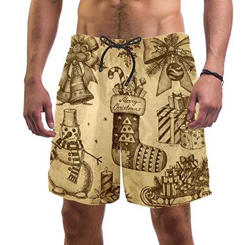 Maillots de bain pour hommes JDEZ short de bain séchage rapide motif Noël vintage