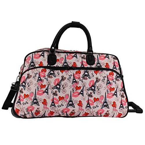 World Traveler 21-Inch Carry-On Rolling Duffel Bag, Paris Pink, One Size