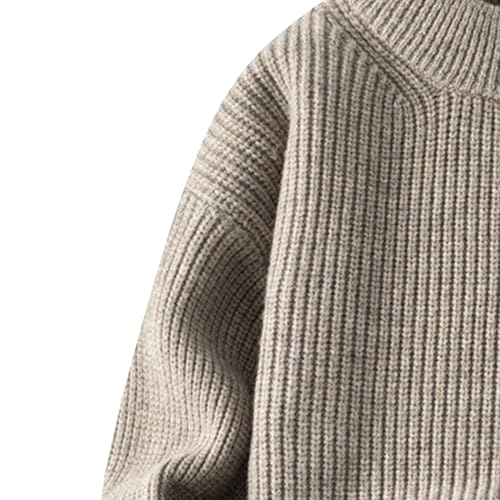 Mens Thick Crew Neck Woven Sweater Male Long Sleeve Cable Knit Sweater Pullover Sweaters Loose Fit for Men3