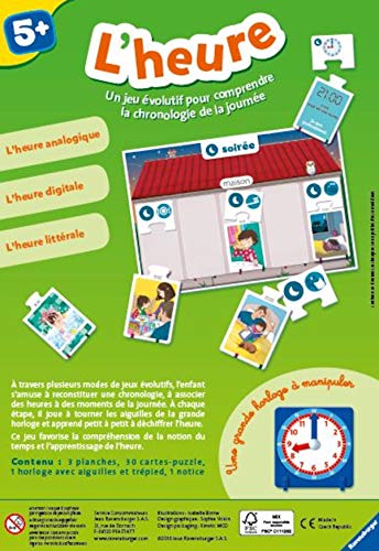 Ravensburger - Jeu Educatif - L'heure - Apprentissage des notions de Temps - Logique, chronologie des événements - Lecture de l'heure - A partir de 5 Ans - 24072