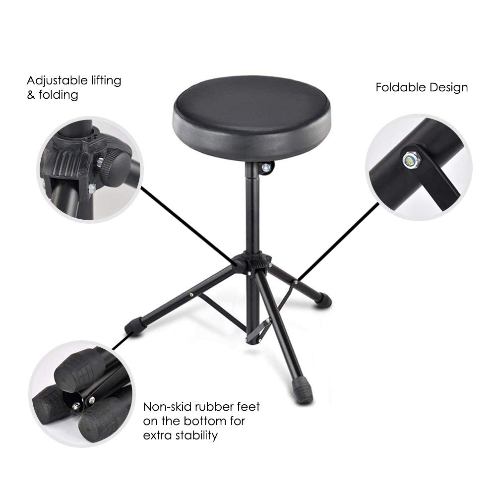 JJOnlineStore - Taburete plegable para instrumentos musicales, Taburete de batería con [asiento acolchado]