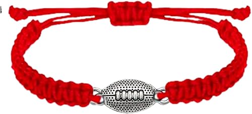 Sportybella Football Bracelet Adjustable Paracord Bracelets. Unisex Football Charm Bracelet. Weaved Bracelet String wFootball Charm. Football Gifts