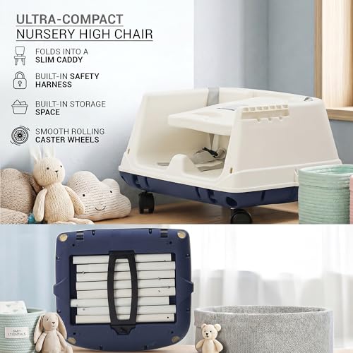 Image of Baybee 4 in 1 Convertible High Chair for Kids | Foldable Baby Feeding Chair with Safety Harness, Adjustable Tray, Booster Seat | Easy to Clean, Portable Dining Chair (Navy Blue)