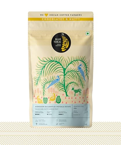 Image of Blue Tokai Coffee Roasters Monsoon Malabar AA - Medium Dark Roast | Turkish Grind 1Kg | 100% Arabica Beans | Specialty Grade | Freshly Roasted Ground Coffee