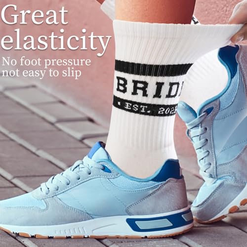 Image of Bride Socks for Bridal Shower Gifts, 2025 Women Bridesmaid Gifts for Wedding Day - Soft White Bride To Be Socks - Bachelorette Party Favors Decorations (BRIDE EST 2025)