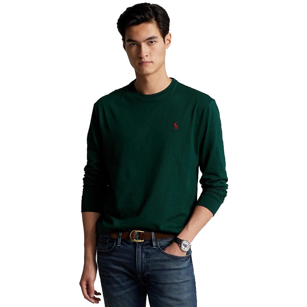 Polo Ralph Lauren Camiseta de Punto de Manga Larga Custom Slim Fit (L, Green)
