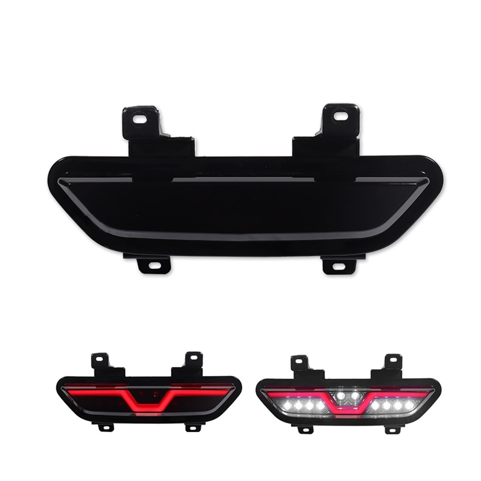 Fendinebbia posteriore con lente fumé for Ford Mustang 2015-2018 Anello LIGHT rosso come lampada di coda/freno e LIGHT bianco come lampada di retromarcia di riserva