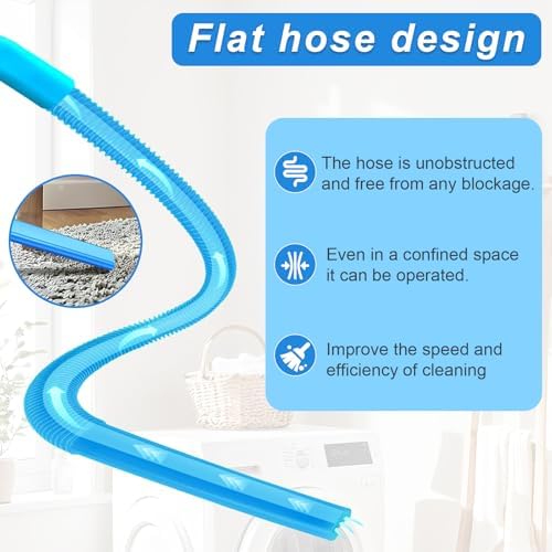 Upgraded Dryer Vent Cleaner Kit: Universal Vacuum Hose Attachment for Lint Removal Fits All Vacuums Cleaner Dryer Cleaning Tools for Clogged Ducts (Blue) - 5