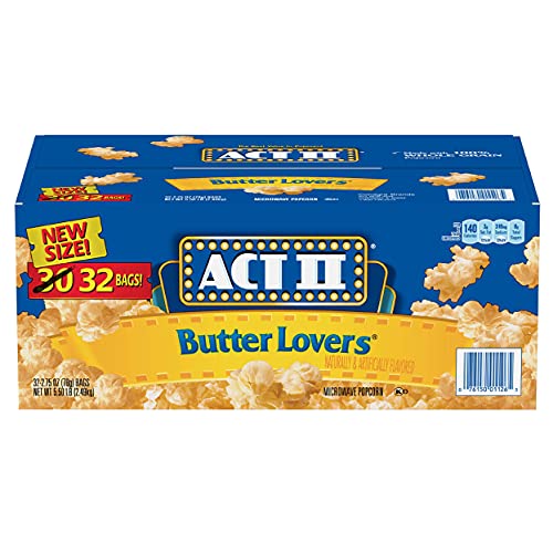Act II Butter Lovers Microwave Popcorn, 32 Bags (78 Grams Each)