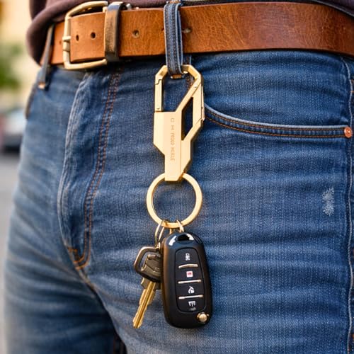 Image of THE MEN THING - Stylish Multicolor Stainless Steel Keychain for Men & Boys (Phantom Grip - Golden)
