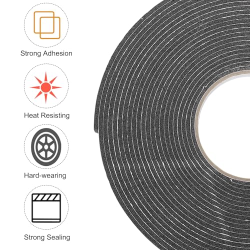 Image of uxcell 3pcs Rolls Double Sided Foam Tape Removeable Foam Sponge Mounting Tape Strong Adhesive Tape Strips(Black, 32ft x 1 /2 inch x 1 /8 inch) for Home Paint Wall Hanging Poster Decor