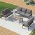 UDPATIO 4 Pieces Aluminum Patio Furniture Set, 7-Seat Outdoor Patio Furniture Set with 4" Water-Resistant Cushion & Coffee Table, Patio Conversation Sets for Porch, Deck, Garden, Dark Grey