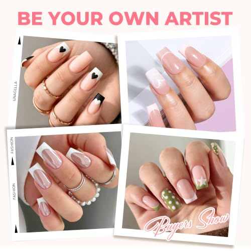 Image of UNA GELLA Medium Square Nail Tips 450PCS Fake Acrylic Gel Nail Tips