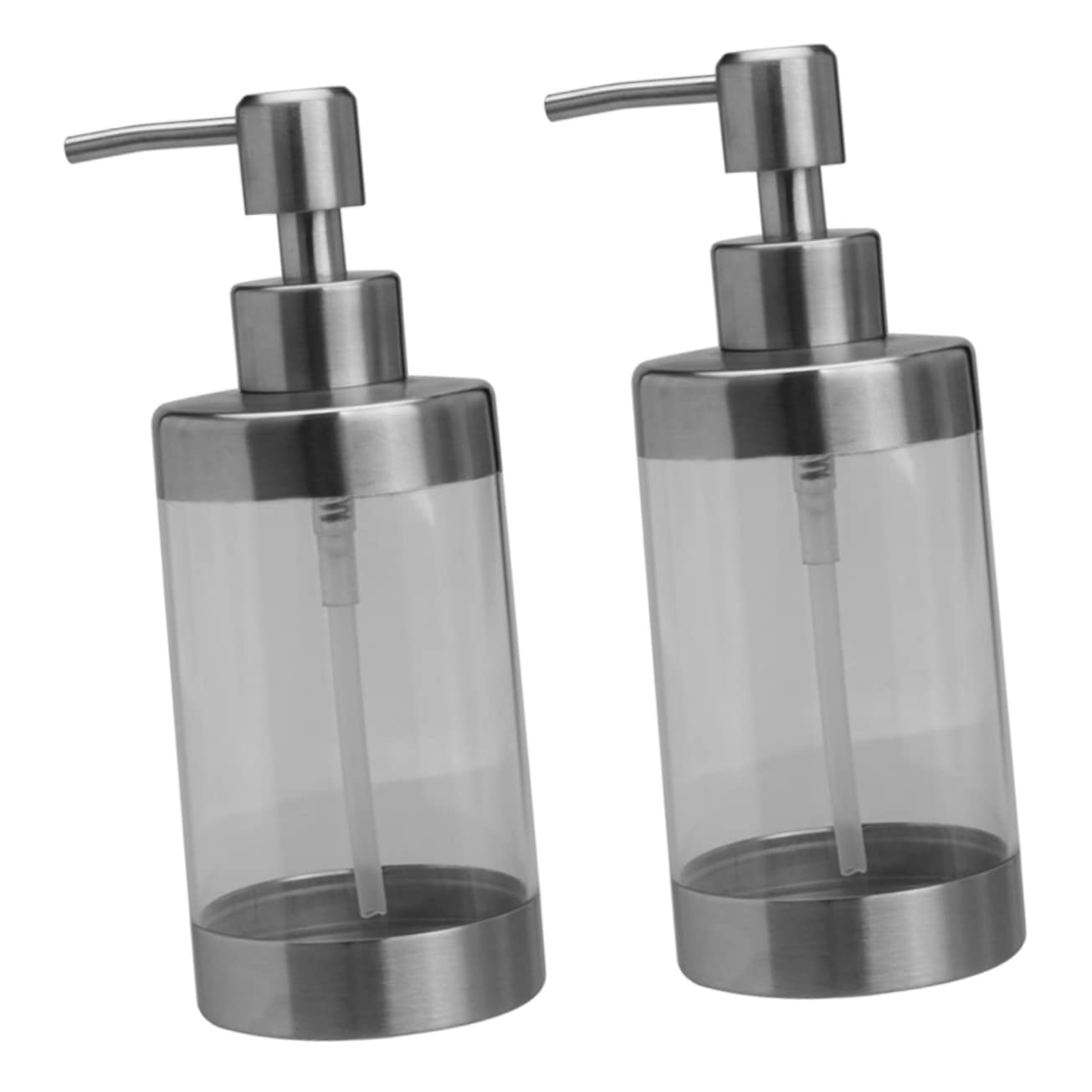 2piezas Dispensador De Loción Envase De Champú Vacío Acero Inoxidable Fácil De Limpiar