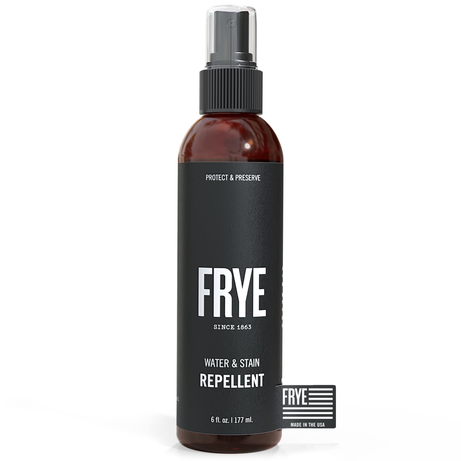 Frye Leather Water &amp; Stain Repellent – 6oz Spray – Non-Aerosol, Made in USA – Protects Leather, Suede &amp; Nubuck – Shields Against Water, Rain, Salt &amp; Spills – Safe on All Colors