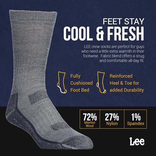 Lee Heavyweight Long Cushion Boot Socks for Men - Crew Socks for Work Size 6-124