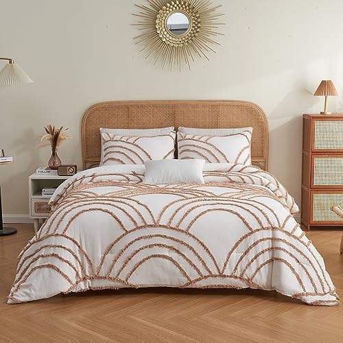 Image of ENJOHOS Full Comforter Set for College Girls - Full Size Boho Tufted Rainbow Comforter, 3 Pieces Rainbow Bedding for All Season, Lightweight Soft Microfiber Comforter with 2 Pillowcase