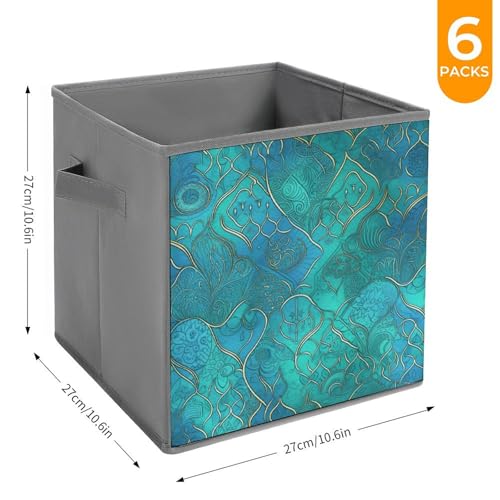 Bacs de rangement pliables avec poignées au design turquoise robuste