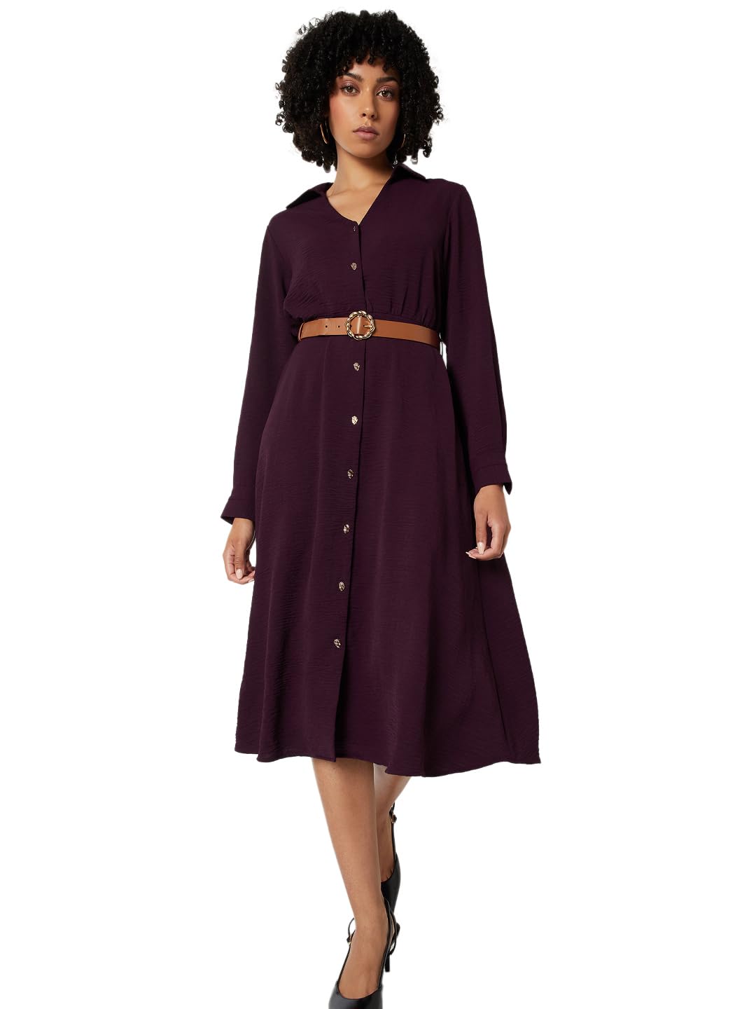 Women's Polyester A-Line Below The Knee Dress-image-12