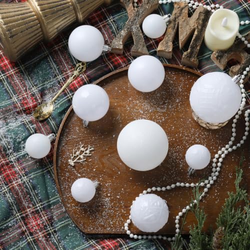SZVRL Christmas Balls Ornaments -36pcs Shatterproof Christmas Tree Decorations with Hanging Loops for Xmas Tree, Holiday Party, Wedding & Indoor Home Decor,6 Styles in 3 Sizes (White) - image 3
