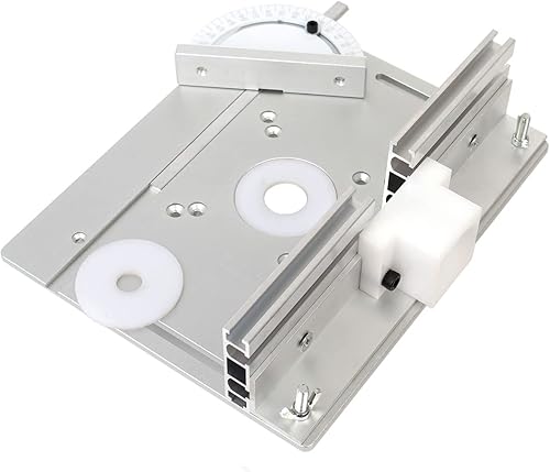 Miniatura 4 de Placa de inserción de mesa de enrutador de aluminio,Bancos de carpintería Router Placa Flip con guía de calibre de inglete Soportes deslizantes de