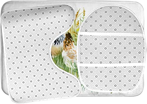 Badezimmerteppich-Set, 3-teilig, Huhn und Hahn im Gras, waschbare Badeteppiche, rutschfest, mit Rückenpolster, Konturteppich und Toilettendeckelbezug – Bild 6