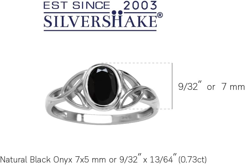 Silvershake 7x5MM Oval Shape Birthstone Gemstone White Gold Plated or 18K Yellow Gold Plated 925 Sterling Silver Triquetra Trinity Celtic Knot Solitaire Ring Jewelry for Women