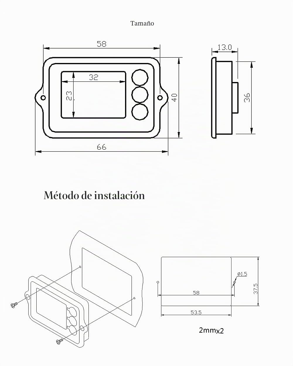 DollaTek TK15 Medidor de Coulomb 5-50A 8-120V con indicador de batería de vehículo eléctrico de Carcasa Detector de Capacidad de fosfato de Hierro y Litio