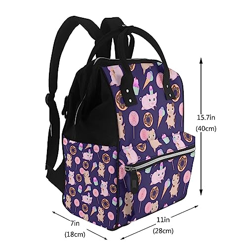 Sac à dos à langer étanche avec compartiment PC portable et design cochon - 2