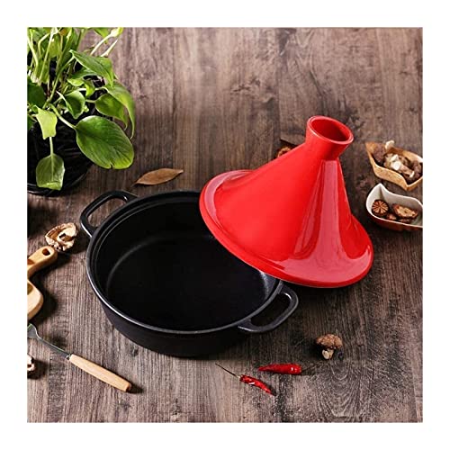 Natural Tagine Cooking Pot, Cast Iron Pot Ceramic Pots For Cooking And Stew Casserole Slow Cooker For Home Kitchen With Handle And Lid 20Cm (Color : Pink) #TOP1