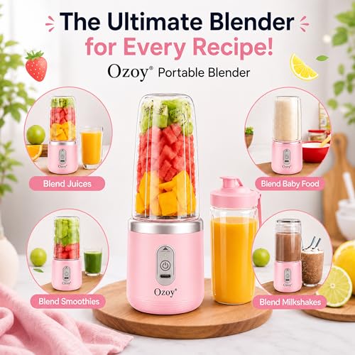 Image of Juicer for Home ^ CITRODA Juicer Mixer Grinder with 1500mAh Battery, 6 Blades 3Gears Fast Blending, 2-Jar Capacity (400ml*2) | 40 Watts Bullet Rechargeable Portable Personal Juicer (Pink)