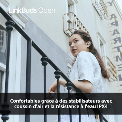 Sony LinkBuds Open Ecouteurs Ouverts Bluetooth sans Fil Son Confortables 4 8g Haute qualité sonore IPX4 Connexion multipoint Batterie 22h iOS et Android - vue 4