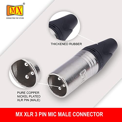 Image of MX 3 Pin Mic Male Connector XLR Mc3Mxx Made of Pure Copper Nickel Plated XLR Pin for High Conductivity and Ultra-Low Noise (Metal End) Pack of 2