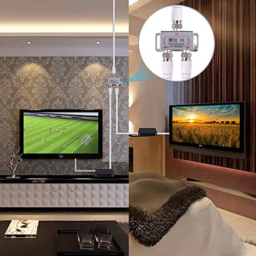 RUNCCI-YUN 2 Way Satellite Splitter TV Aerial Splitter 5-2500MHz with 2 * 1.5m Coax Cable F Plugs - Image 4