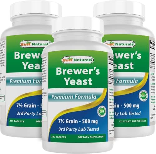 Best Naturals, Brewers Levadura, 7-12 granos con vitamina B1, vitamina B2, 1000 mg 240 tabletas (240 unidades (paquete de 3))