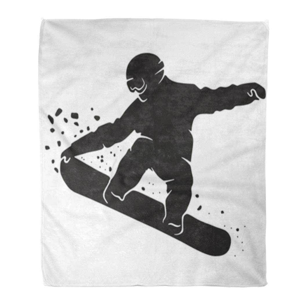 Golee Throw Blanket Snowboard Silhouette of Snowboarder Jumping Activity Adrenaline Sports Adventure Cool 60x80 Inches Warm Fuzzy Soft Blanket for Bed Sofa