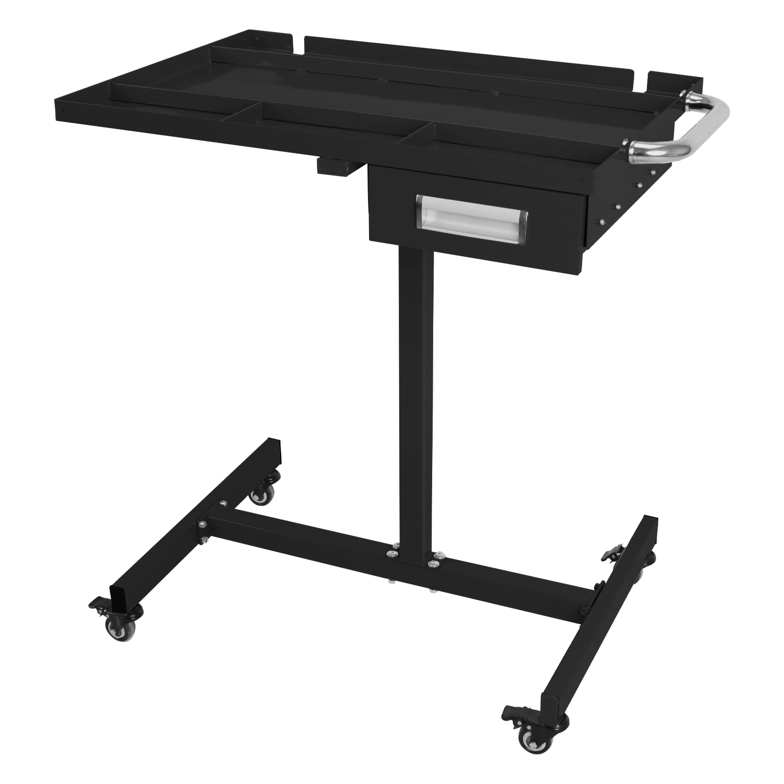 Rolling Tool Tray with Wheels,29×20×34in Tear Down Work Table with Drawers,220lbs Capacity Mechanics Rolling Work Table for Garage, Shop, DIY (Black)
