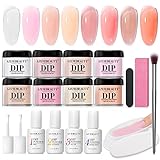 AZUREBEAUTY Dip Powder Nail Kit Starter 8 Translucent Nude White Pink Sheer Neutral Colors, Semi-transparent Natural Clear Dipping Powder Milky Jelly Effect French Nail Art Manicure Salon DIY at Home