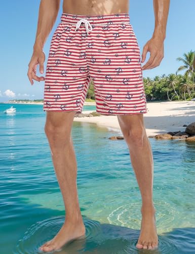 Men's Swim Trunks Breathable Elastic Waist Board Shorts with Pockets2