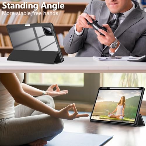 Image of MOCA Case for Xiaomi Mi Pad 8 /8 Pro /Pad 7 / Pad 7 Pro 11.2 inch, Smart Flip Case with Pen Holder, Trifold Stand, Magnetic Auto Sleep Wake, Hard Back Protection (Black)